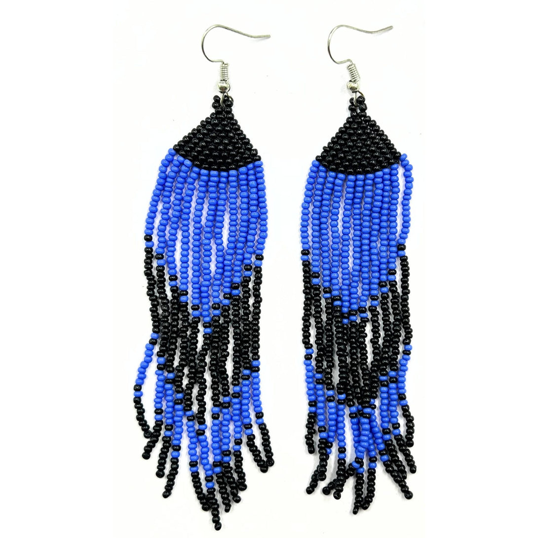 Blue Cascade Beaded Earrings by Vibhura-Vibhura