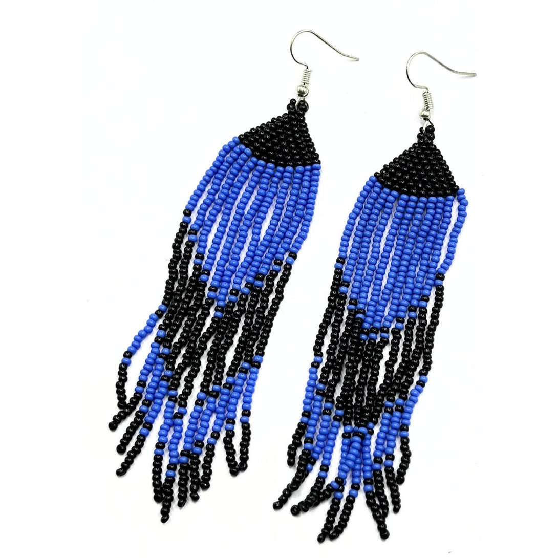 Blue Cascade Beaded Earrings by Vibhura-Vibhura