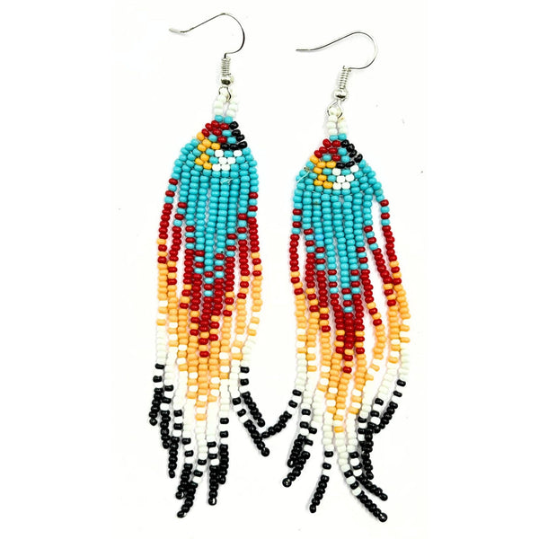 Boho Handmade Multicolor Beaded Fringe Earrings-Vibhura