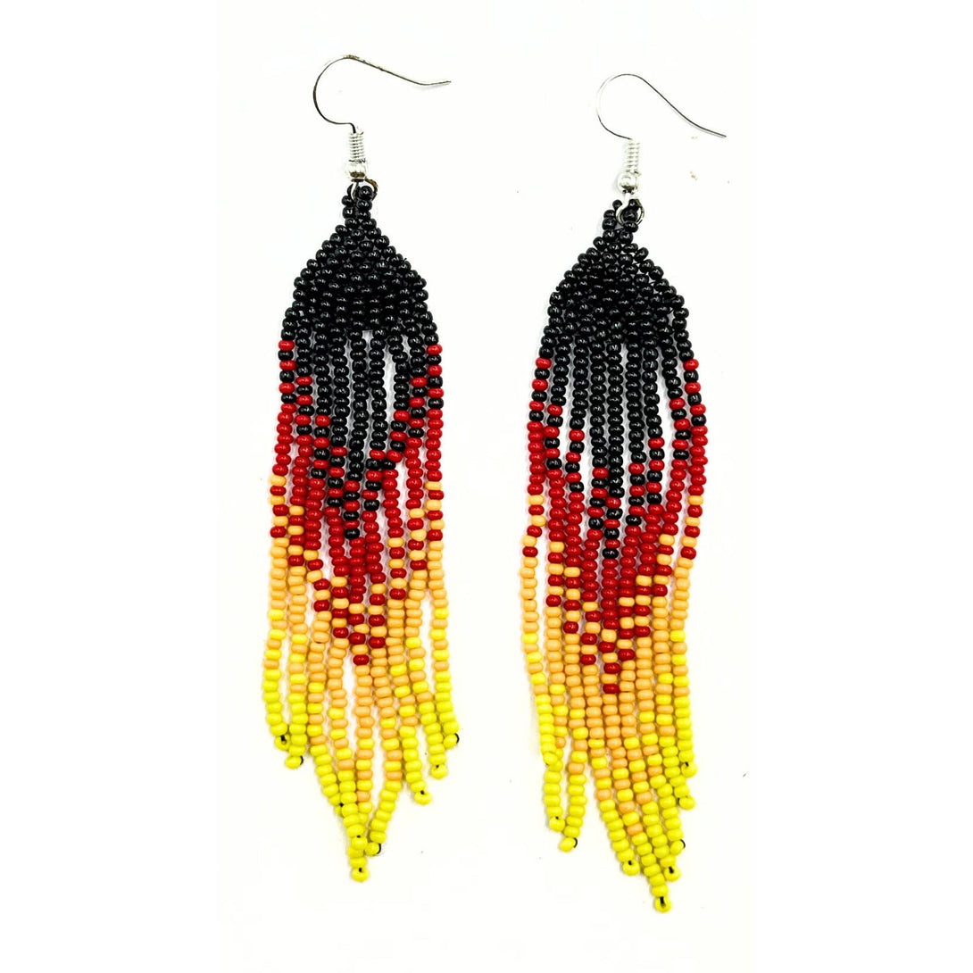 Handmade Sunset Gradient Beaded Fringe Earrings-Vibhura