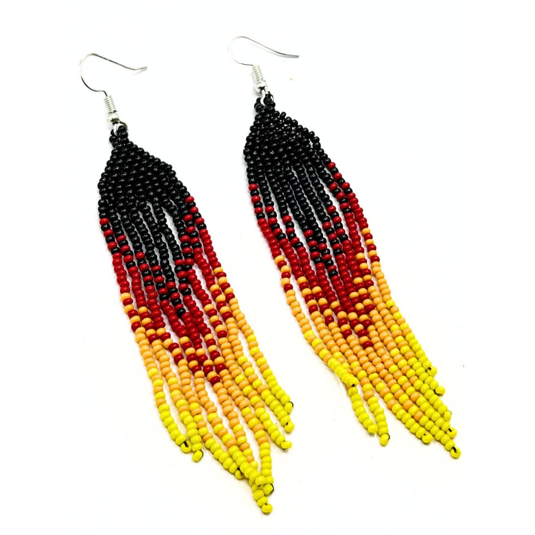 Handmade Sunset Gradient Beaded Fringe Earrings-Vibhura