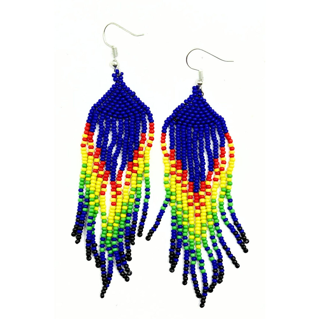 Handmade Multicolor Beaded Fringe Earrings-Vibhura