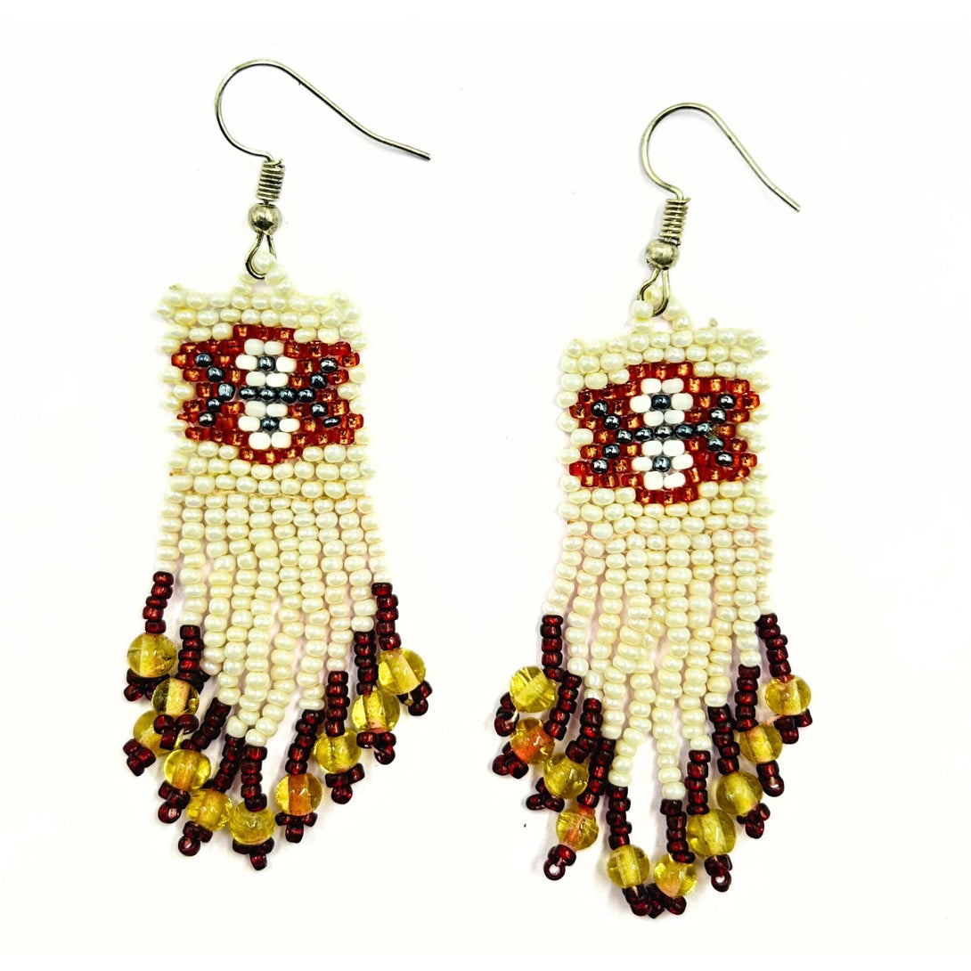 Handcrafted Tribal-Inspired Beaded Earrings with Fringe by Vibhura-Vibhura