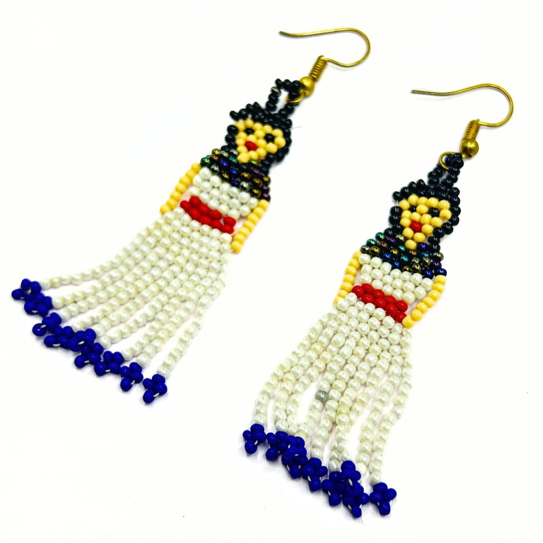 Handcrafted Doll-Inspired Beaded Earrings with Fringe by Vibhura-Vibhura